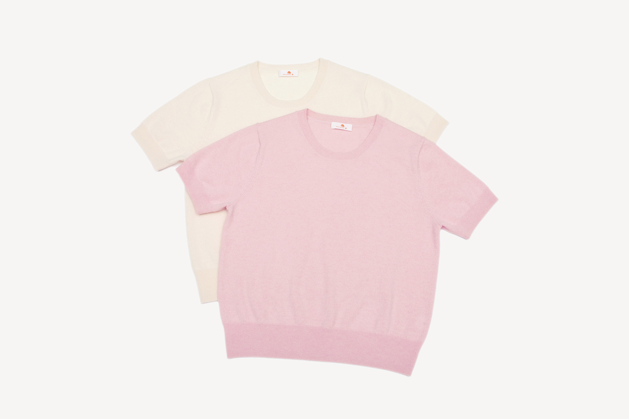 小金象 山羊绒100% 女12针薄款基础通勤圆领短袖套头Cashmere Tee