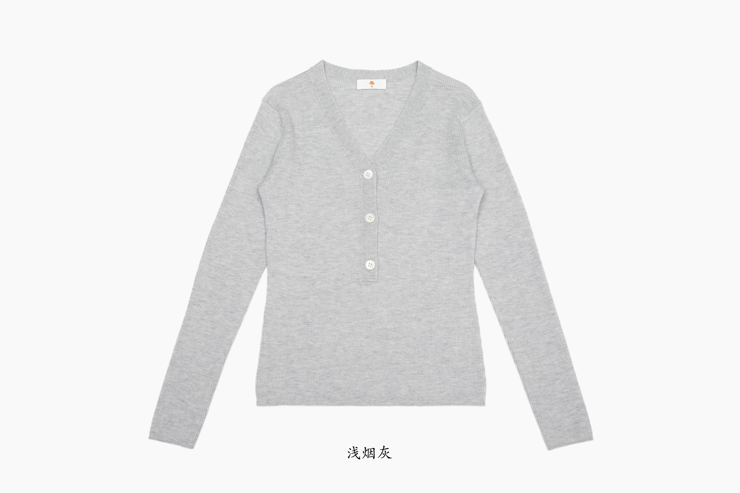 小金象 山羊绒70%真丝30%春秋舒适通勤V领半开门襟修身收腰套头衫