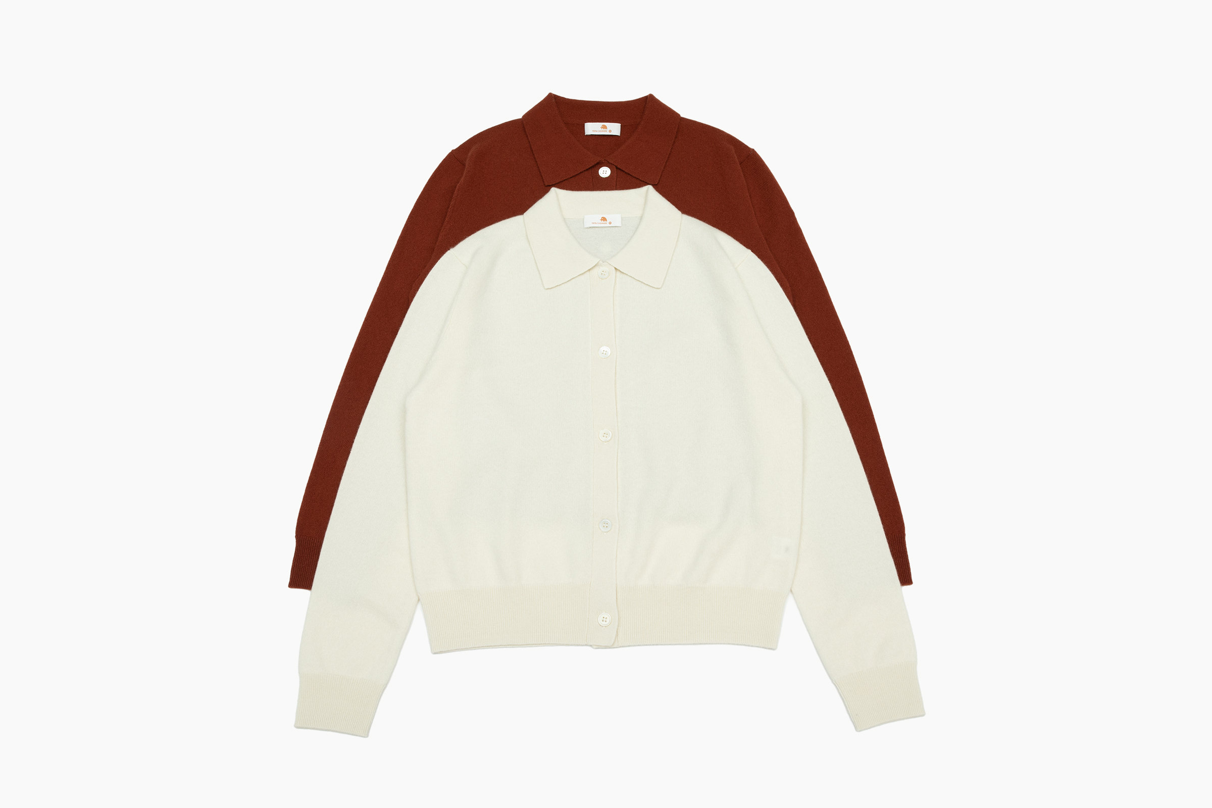 小金象 BABY CASHMERE 100% 女12针薄款经典通勤Polo翻领长袖开衫