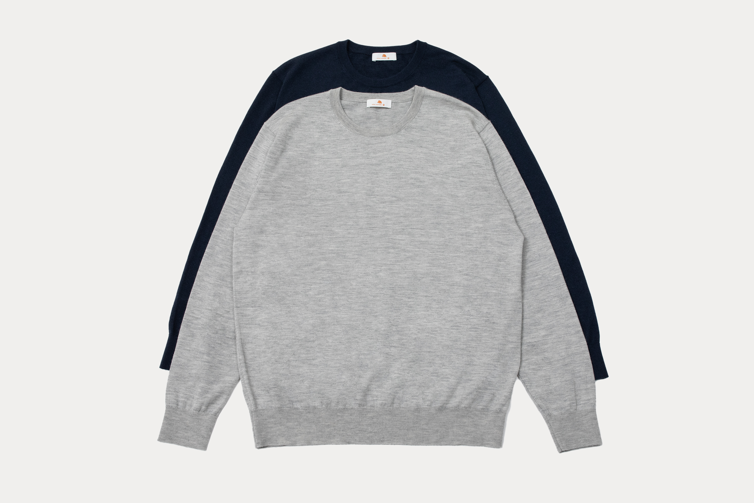 小金象 山羊绒100%精纺3/68支 男16针轻薄经典基础圆领长袖套头衫