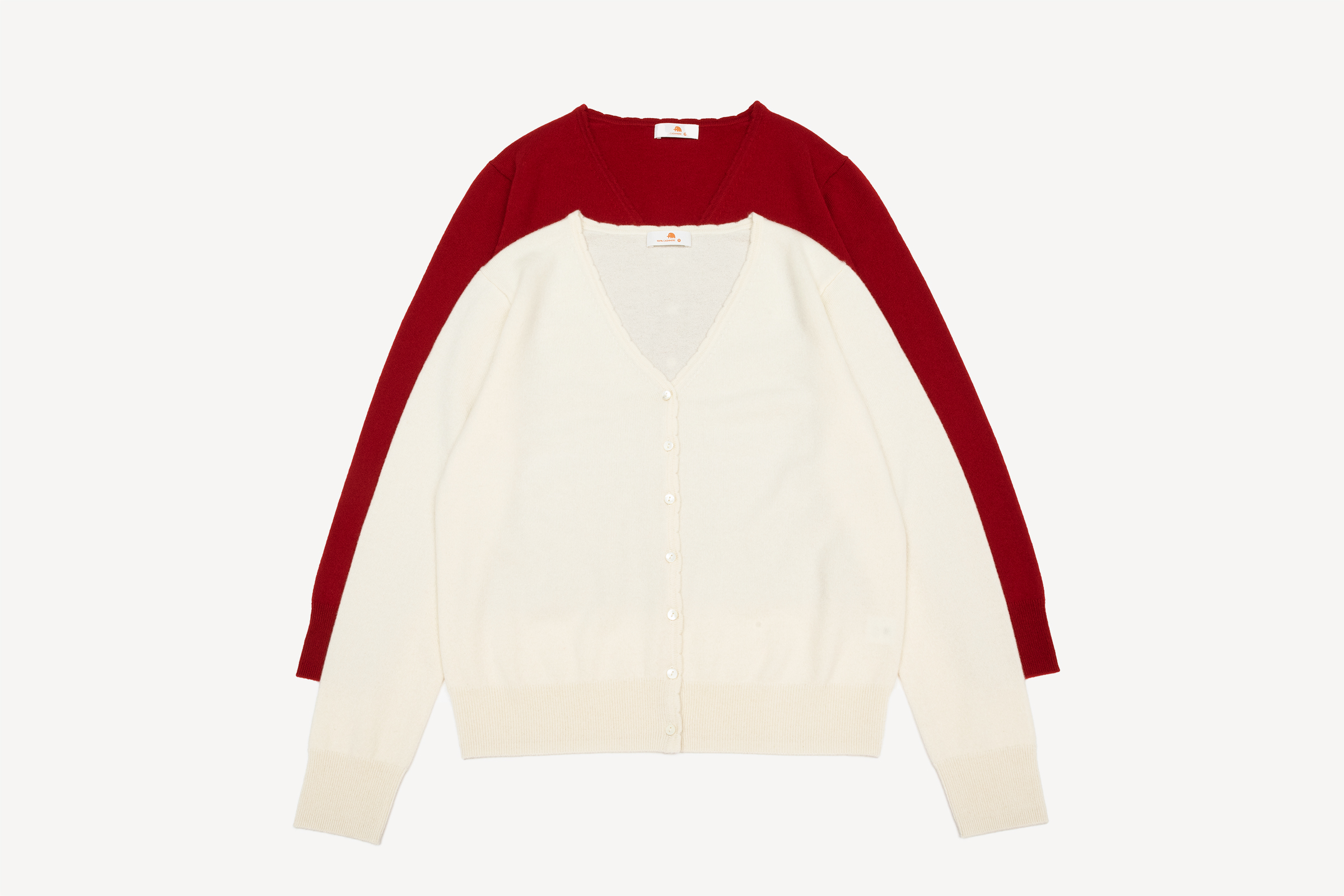 小金象 BABY CASHMERE 100% 复古浪漫 女12针薄款花边V领长袖开衫