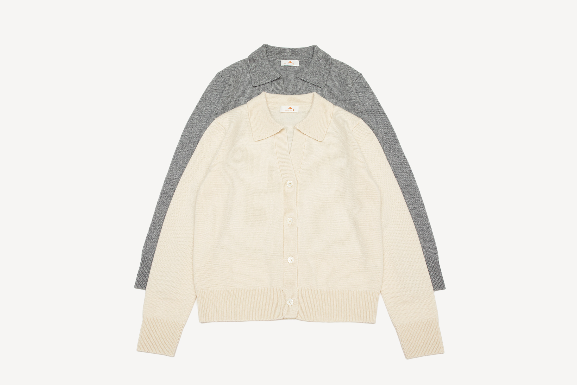 小金象 山羊绒100% 女9针中厚基础通勤短款V字Polo翻领长袖开衫