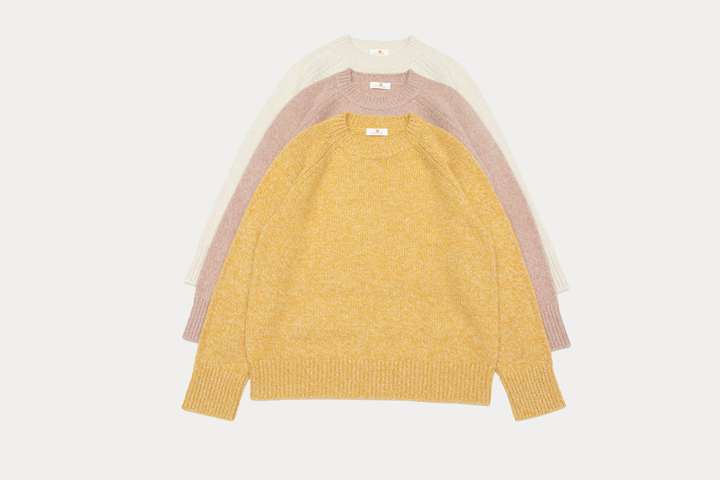 小金象 山羊绒100% 轻松率意 女3针花纱加厚圆领插肩袖宽松套头衫