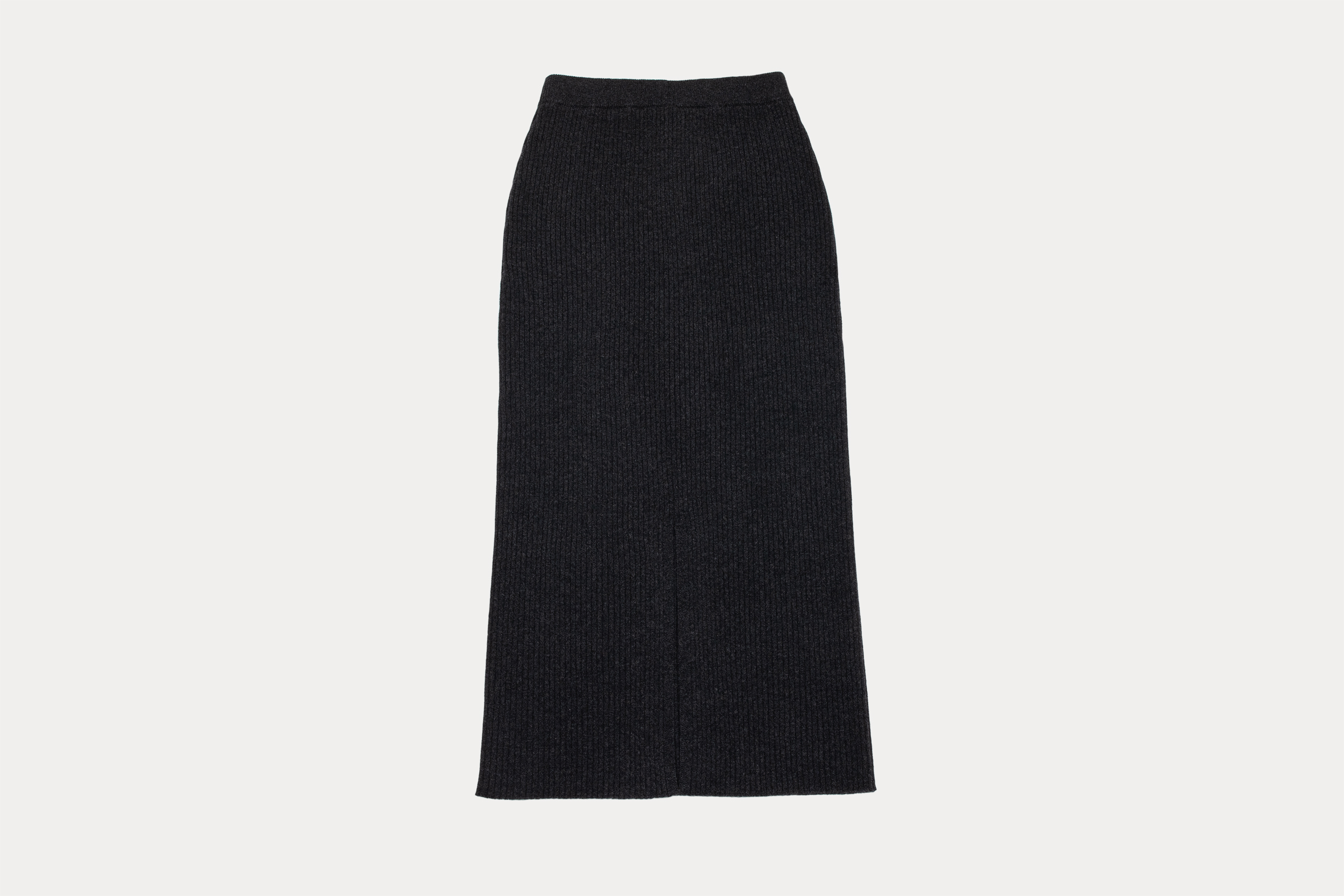 小金象山羊绒100%女秋冬36支中厚通勤修身针织罗纹后开衩半裙长裙