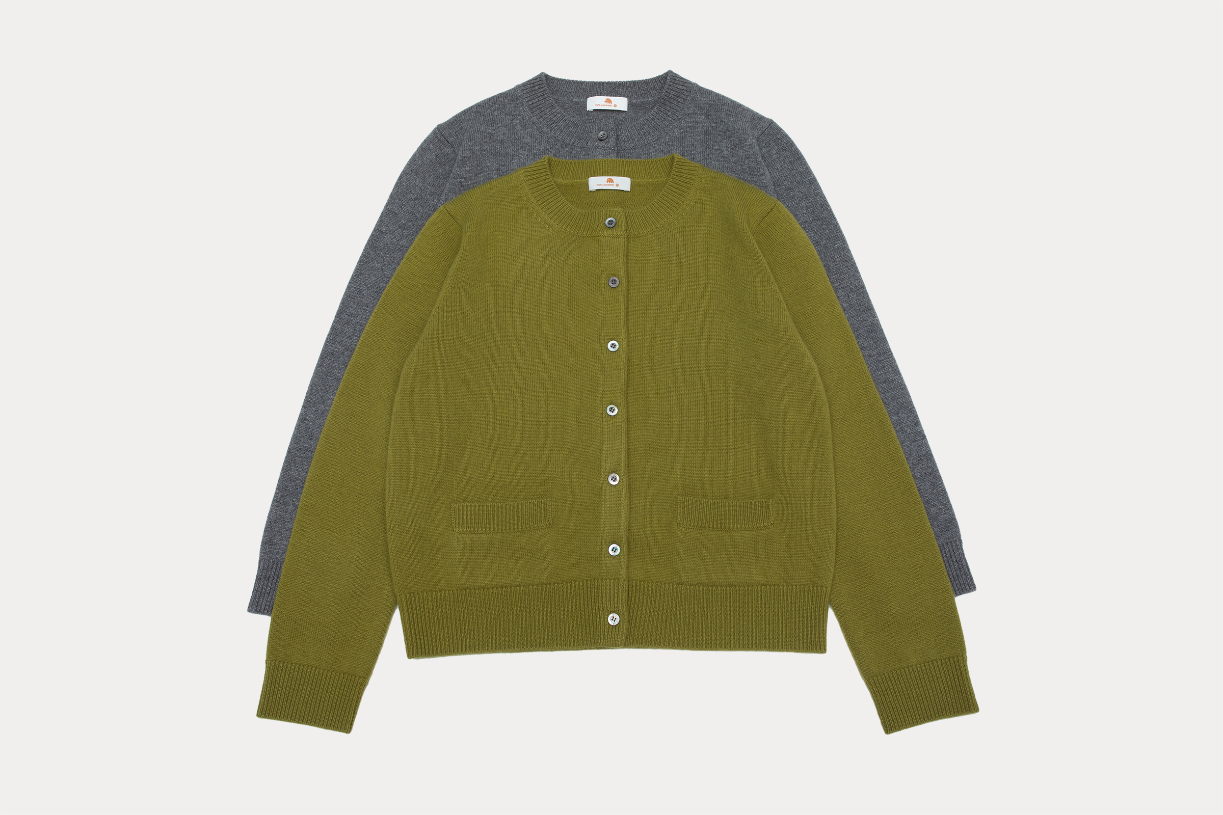 小金象 山羊绒100% 日常通勤 女9针加密中厚短款圆领长袖口袋开衫