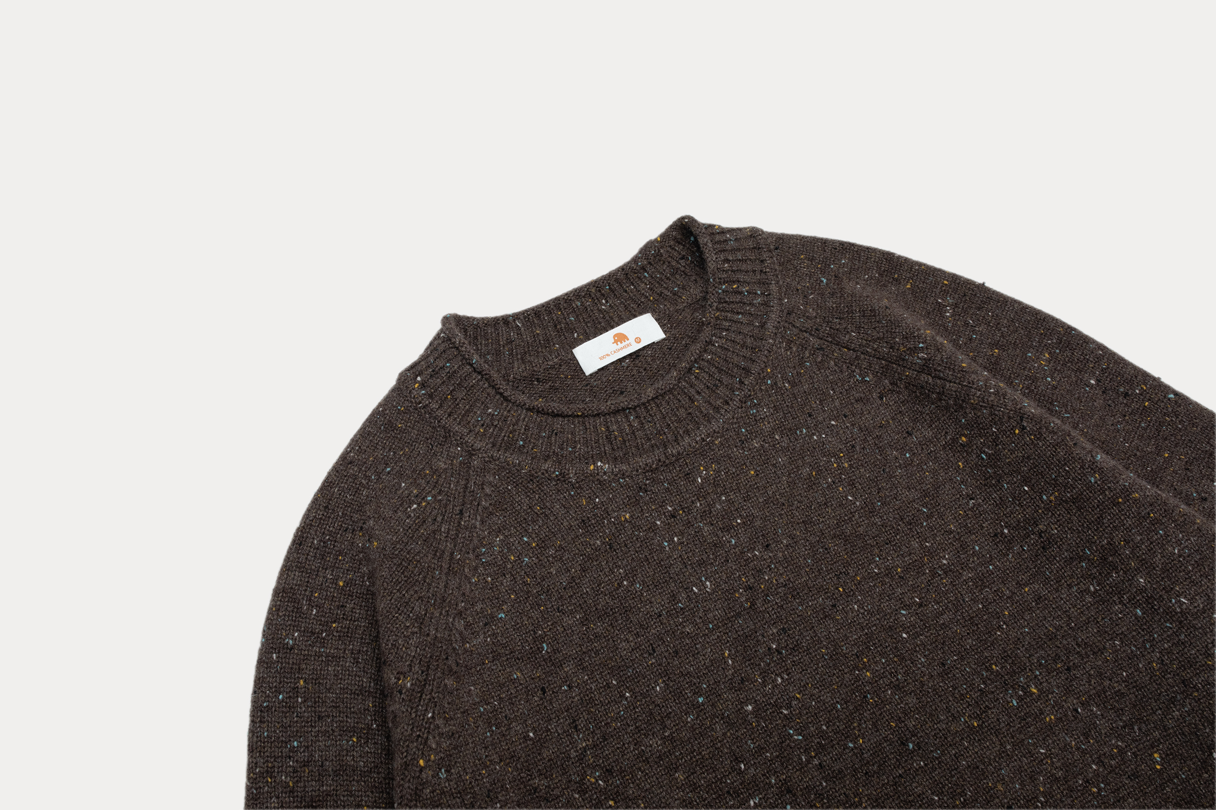 小金象 山羊绒100%女5针厚实点子纱自然卷边半高圆领插肩长袖套头