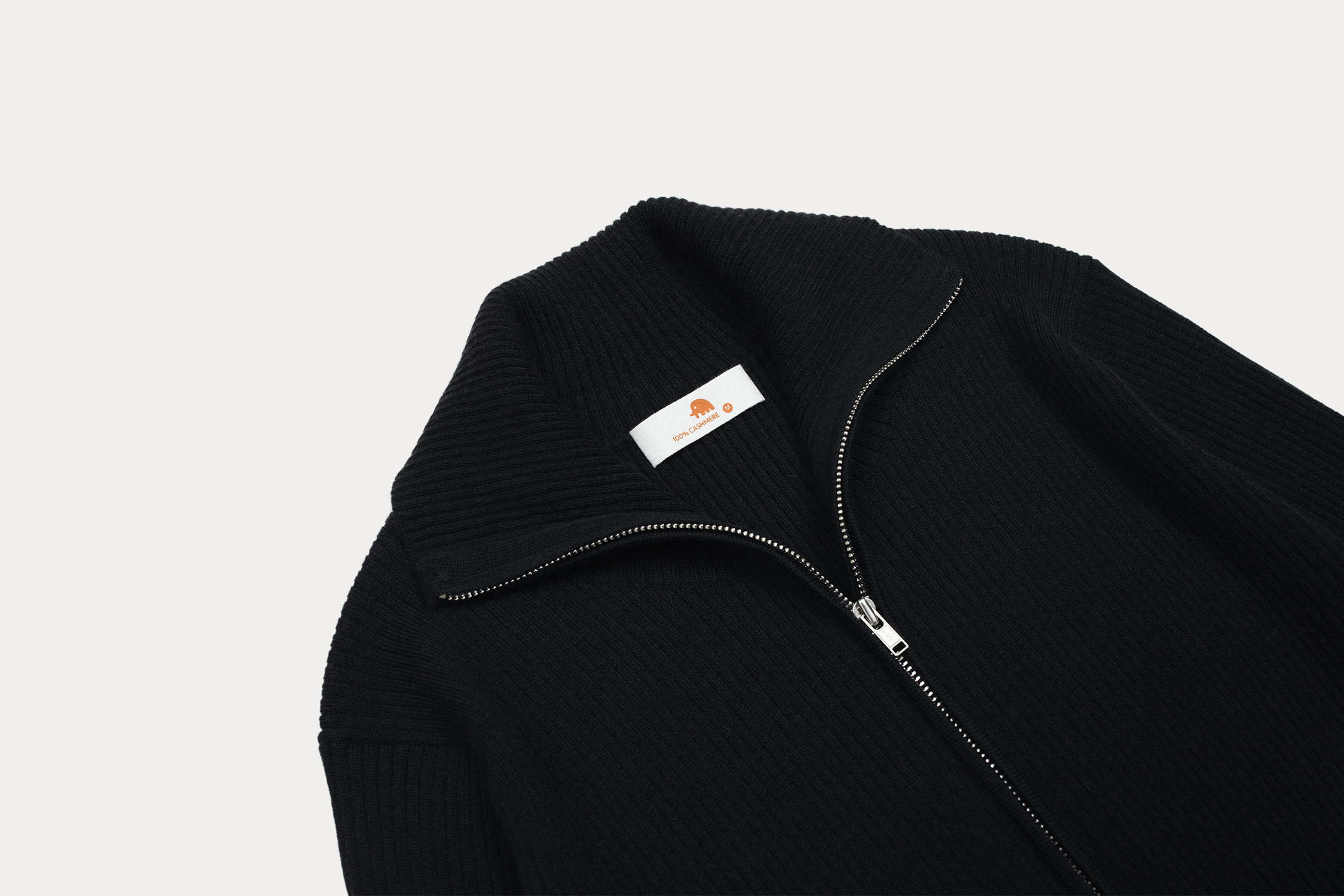 小金象山羊绒100%精纺加厚女罗纹高领半开拉链修身收腰长袖套头衫