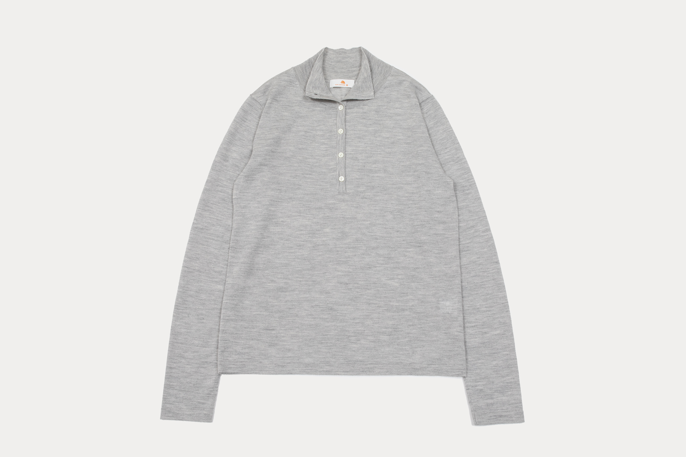 小金象山羊绒100%精纺3/68支女轻薄通勤半高领半开门襟长袖套头衫