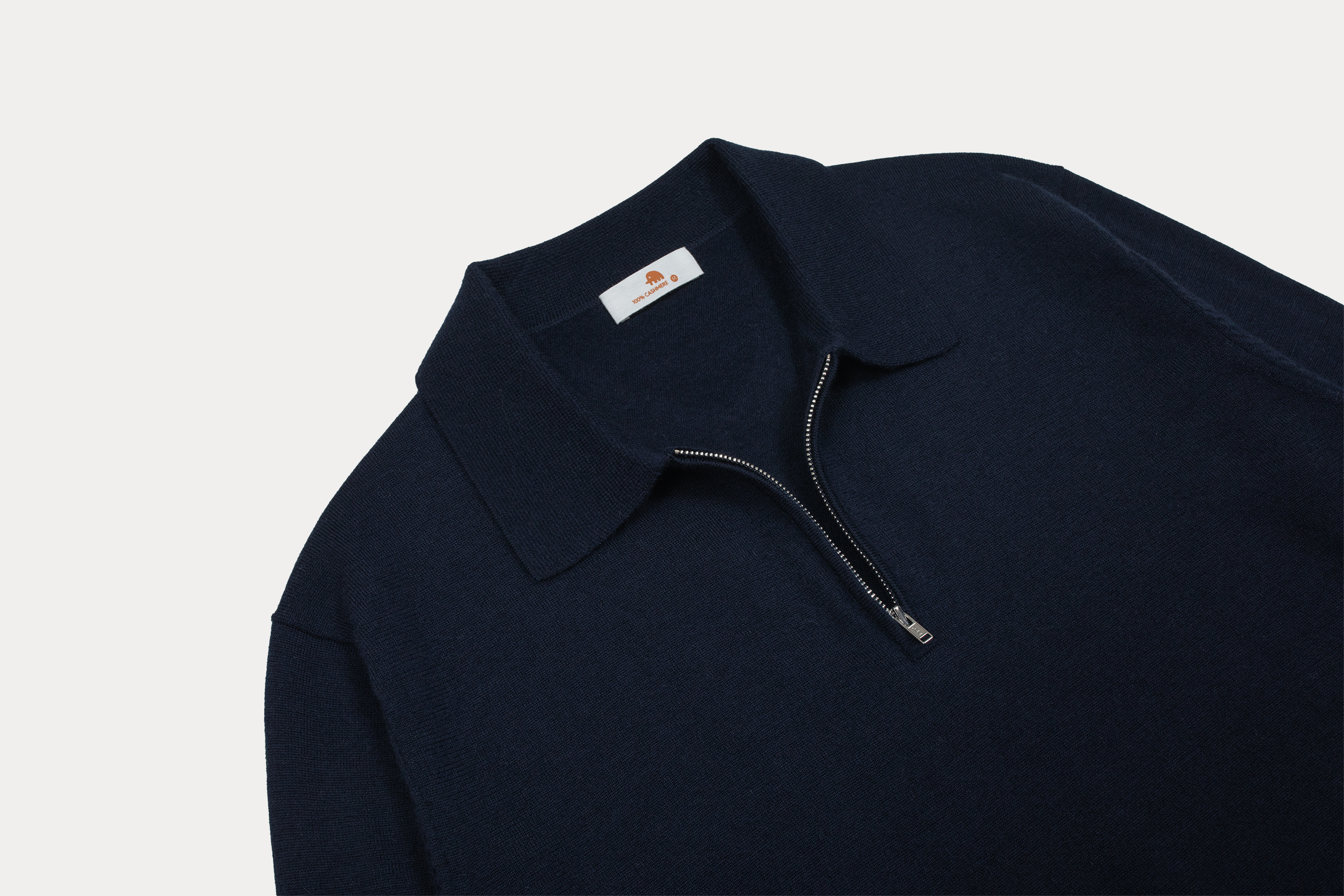 小金象 山羊绒100% 男春秋精纺2/60支2根纱拉链半开Polo领套头衫