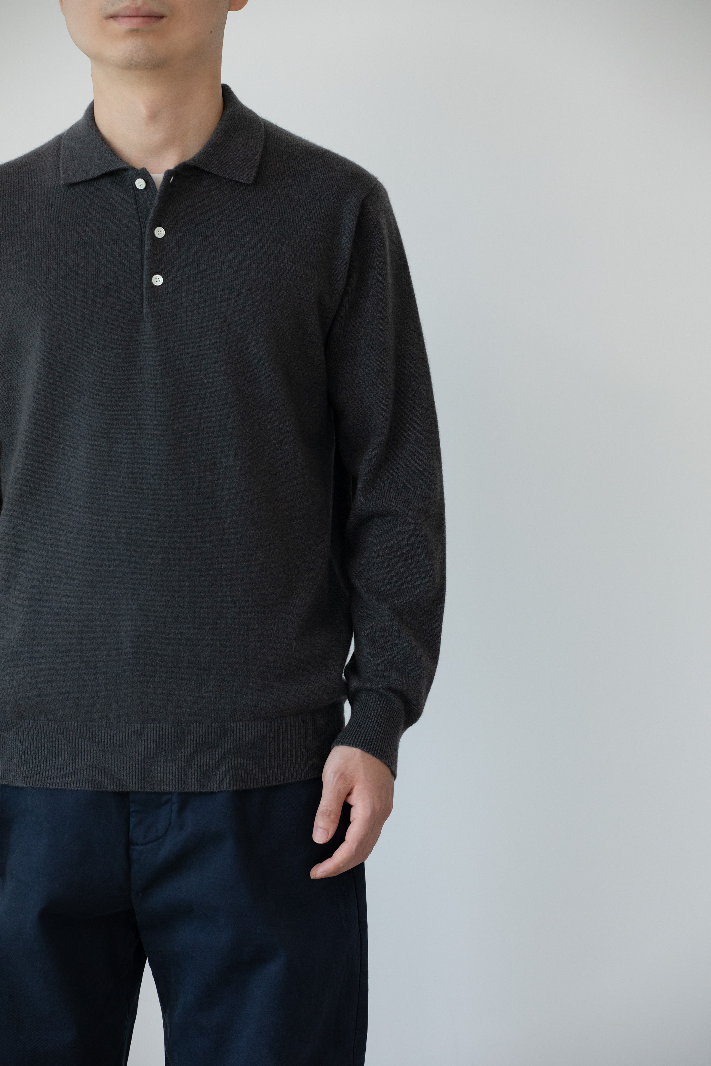 小金象山羊绒100%男12针薄款休闲通勤经典Polo半开翻领长袖套头衫