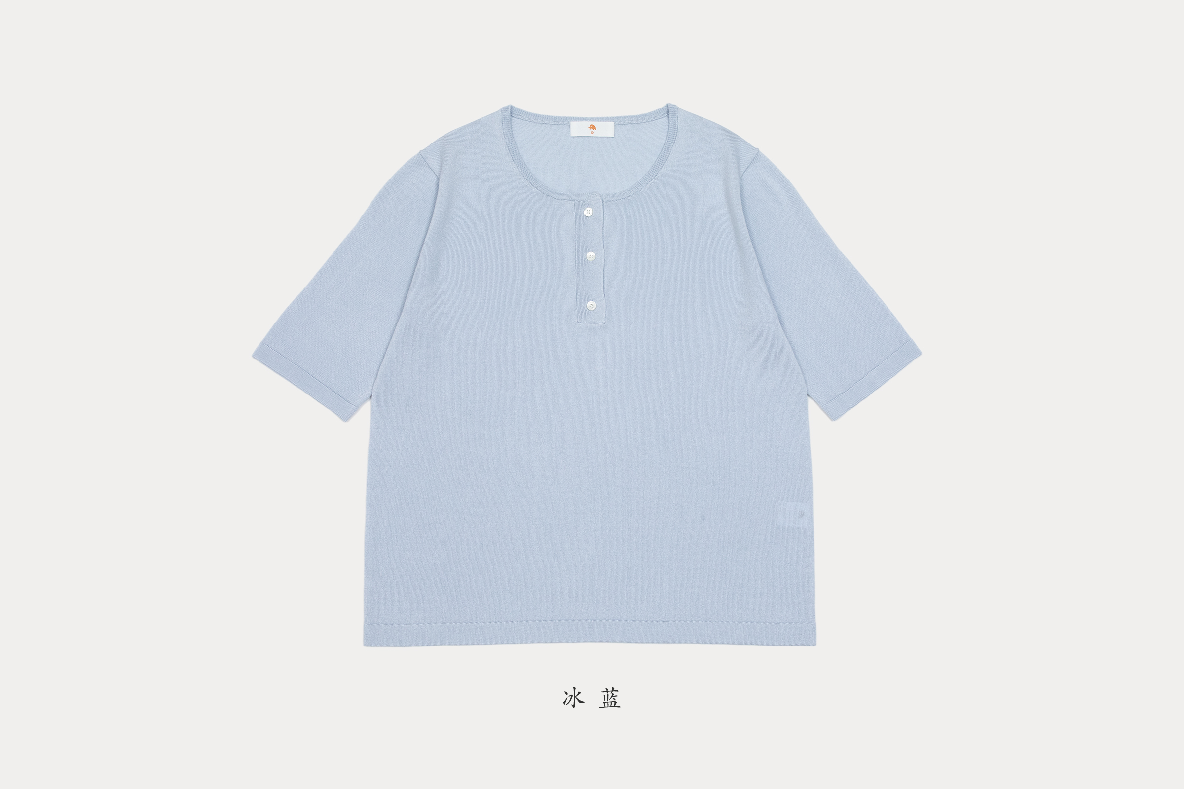 小金象 真丝85%山羊绒15% 女春夏休闲通勤亨利圆领短袖半袖套头衫