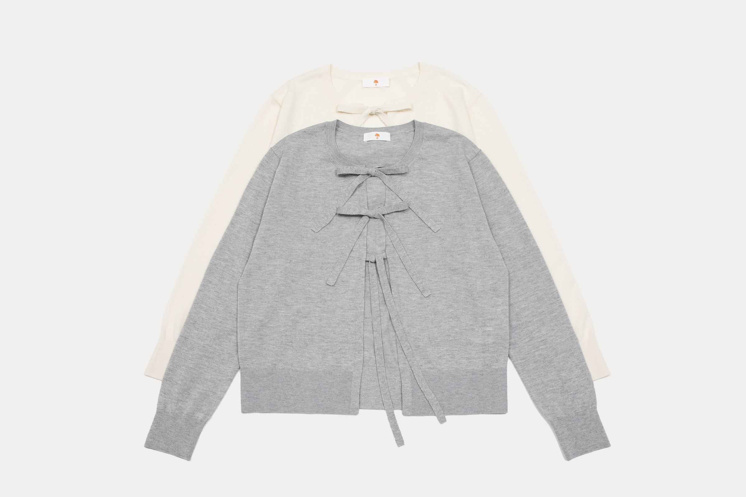 小金象真丝85%山羊绒15%自在松弛女春夏高捻圆领系带短款长袖开衫