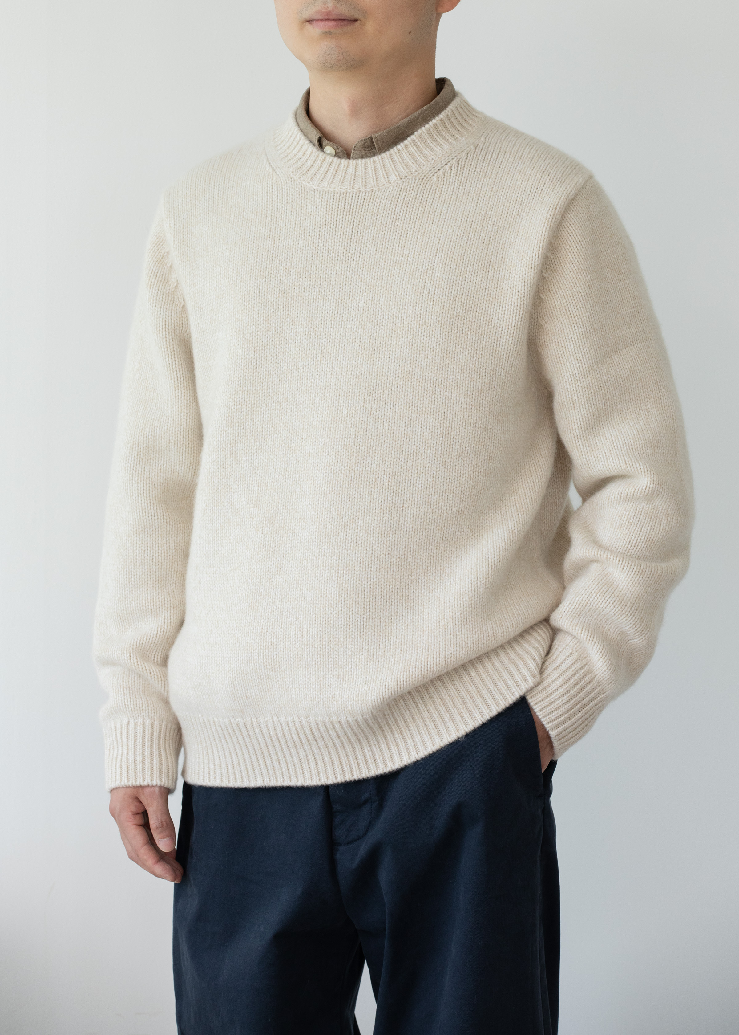 小金象山羊绒100%少年感厚毛衣男3针6股26支圆领宽松保暖长袖套衫