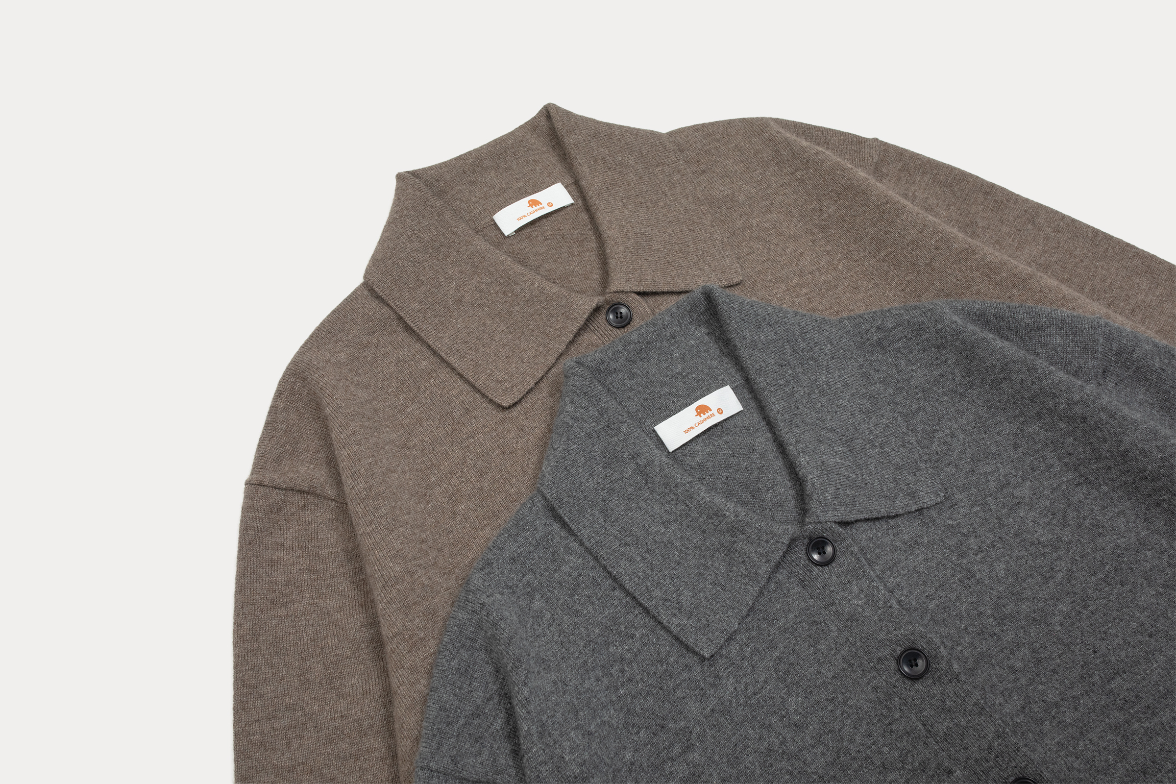 小金象 山羊绒100% 女12针薄款宽松微落肩复古Polo翻领长袖短开衫