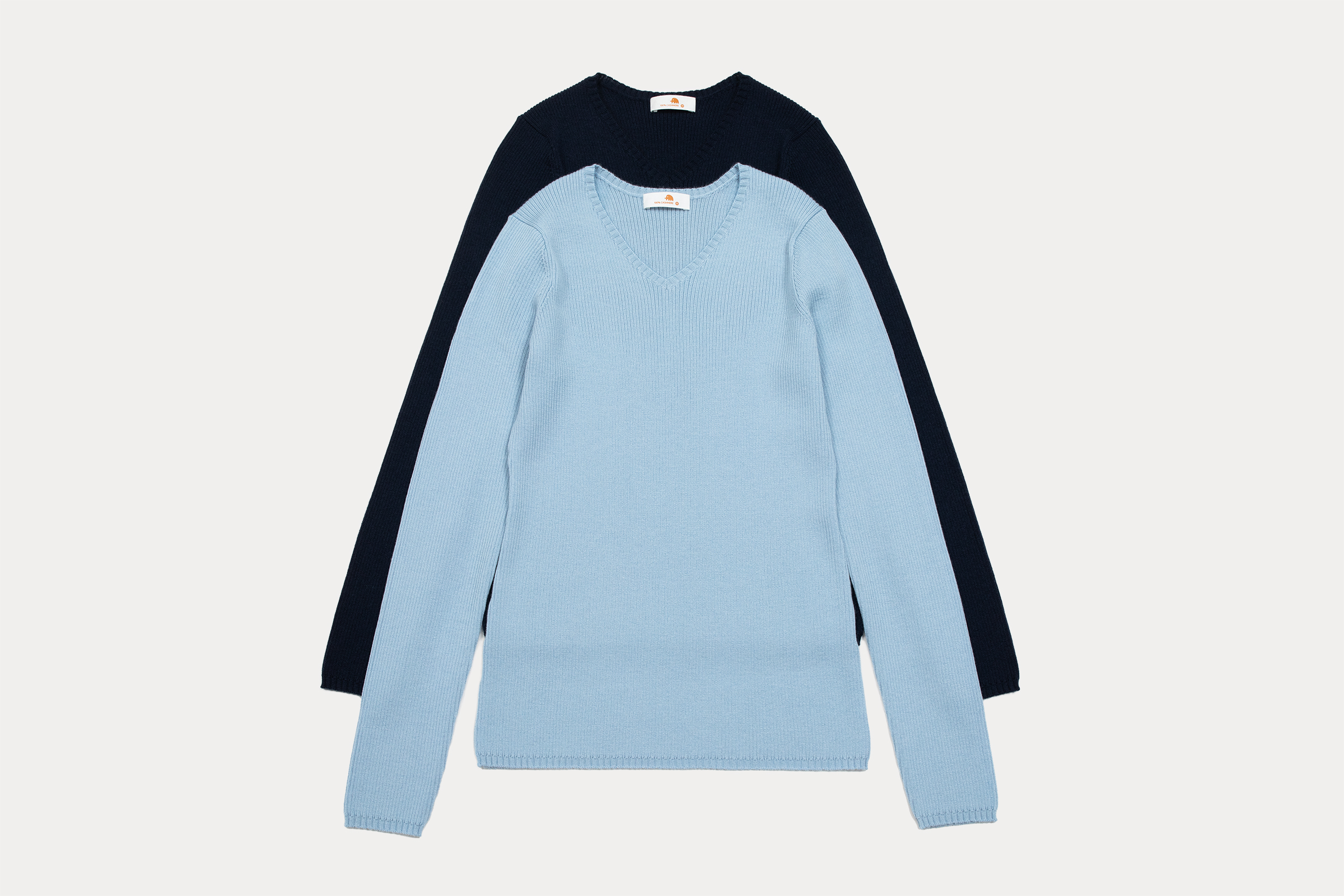 小金象 山羊绒100% 2/60支精纺优质小V领针织罗纹修身收腰打底衫