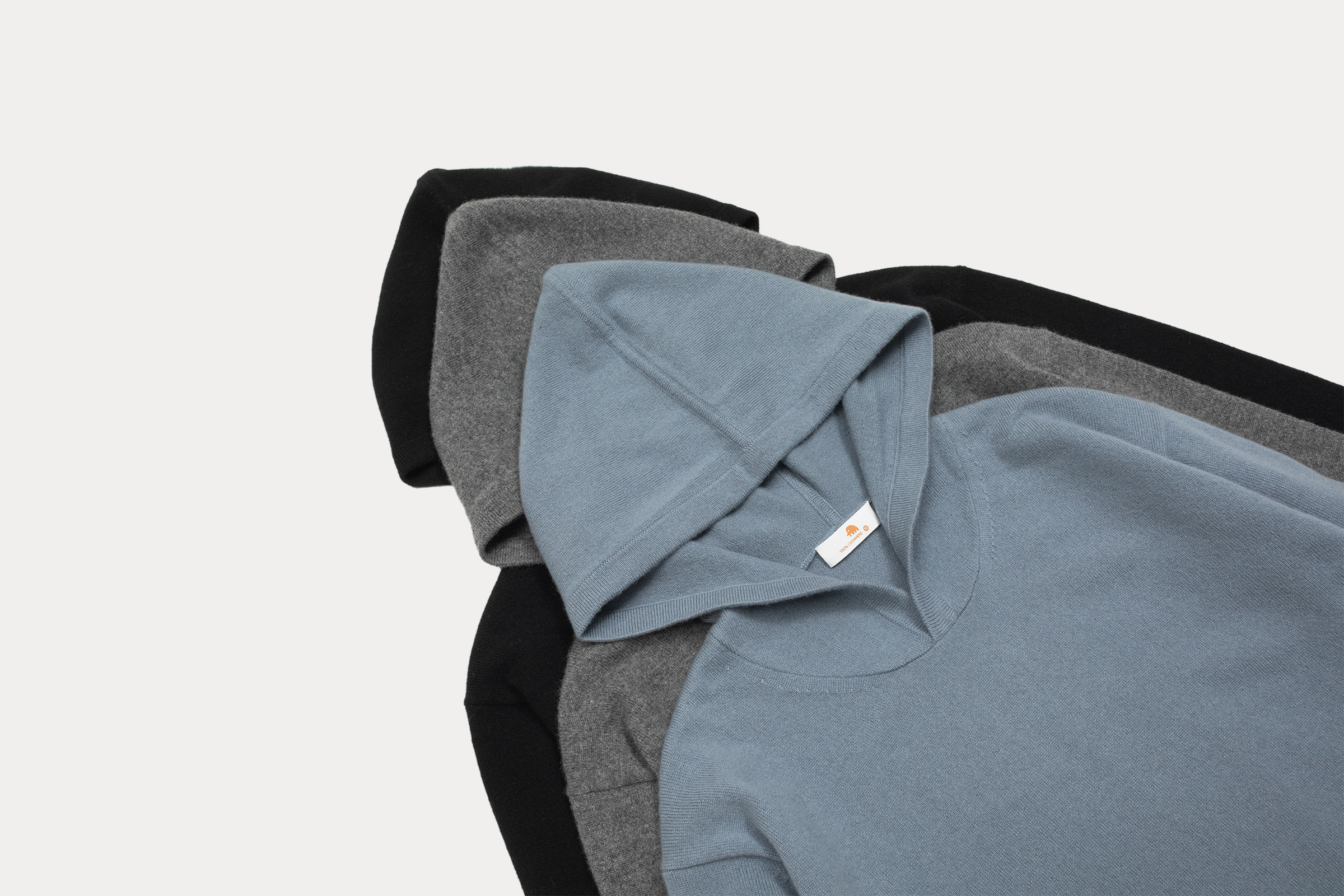 小金象 山羊绒100% 休闲随性保暖男12针薄款针织无抽绳套头连帽衫