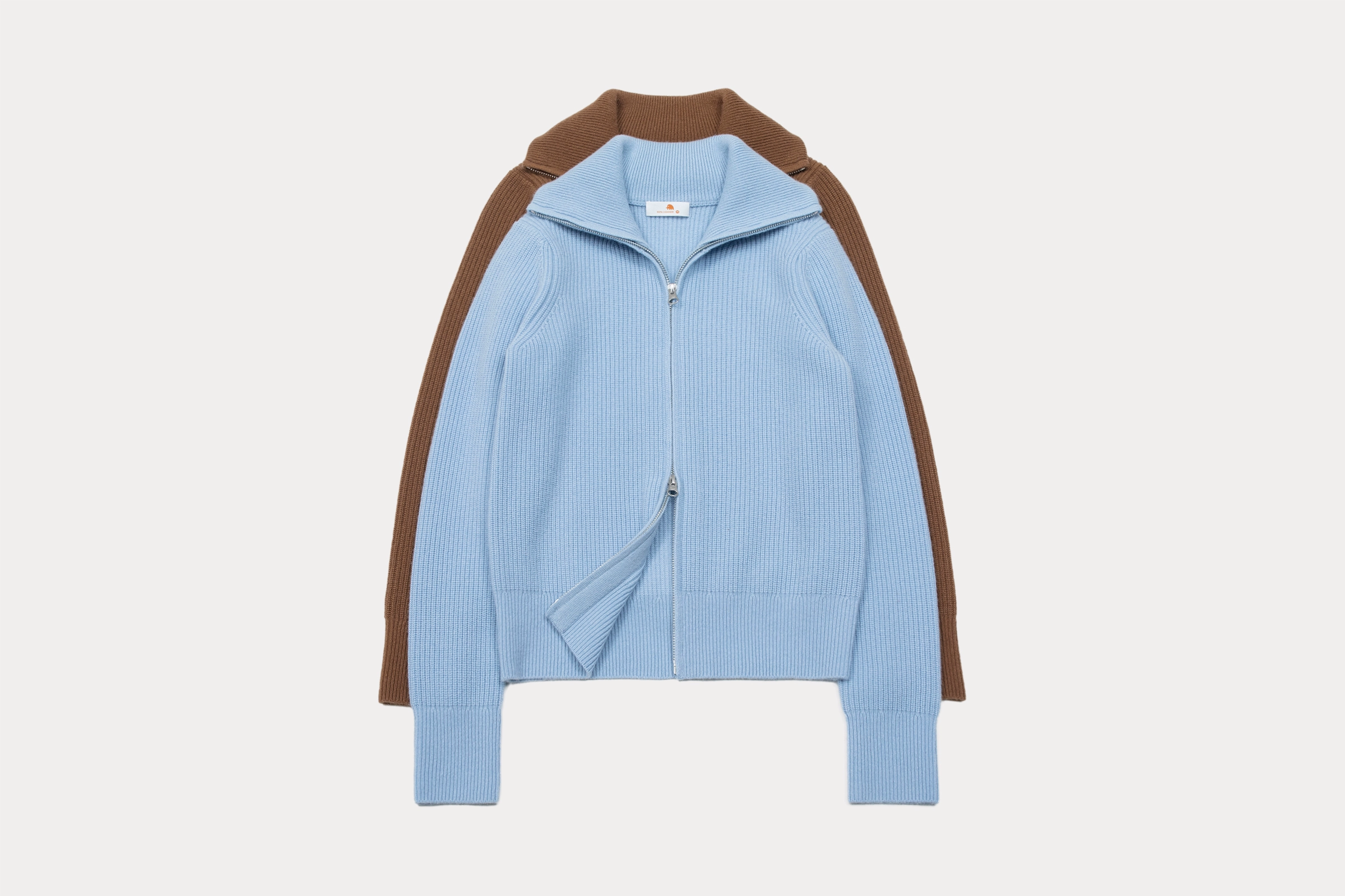 女款9针2根单元宝粗面拉链开衫