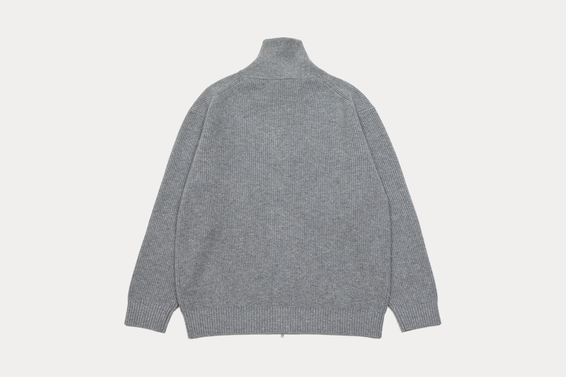 男9针单元宝微落肩翻领拉链开衫