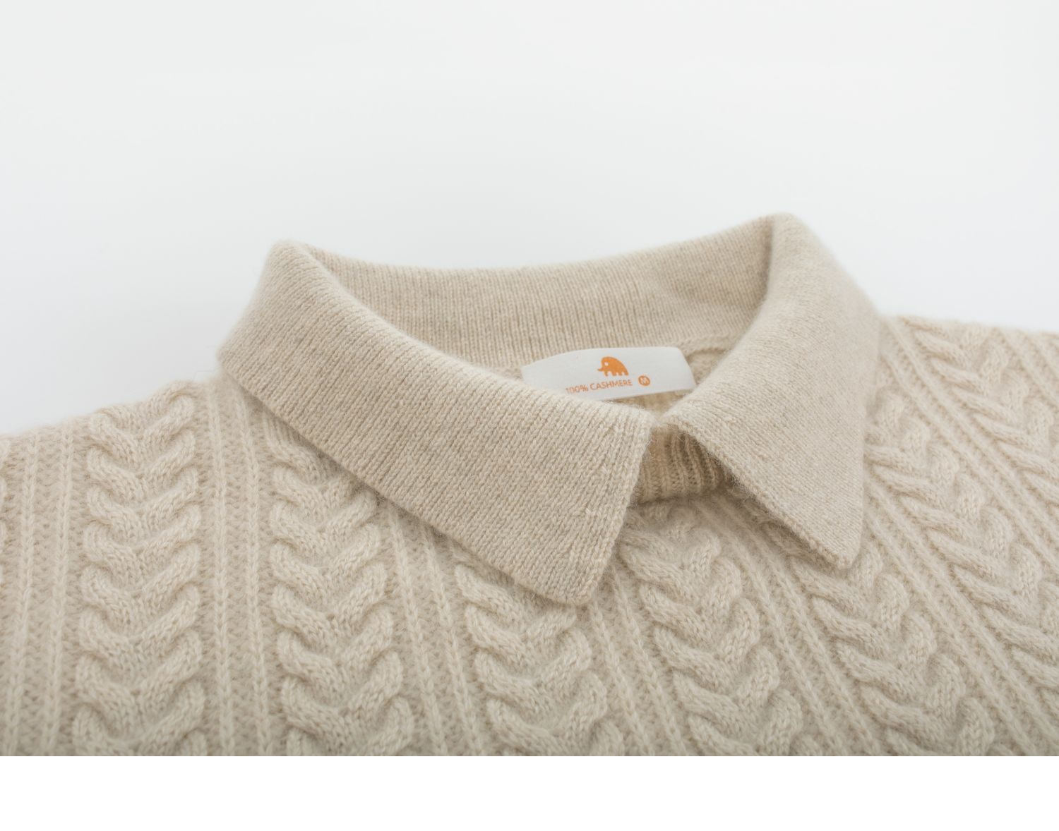 小金象 山羊绒100%-女9针麻花Polo小翻领宽松落肩袖套头衫 康赛妮