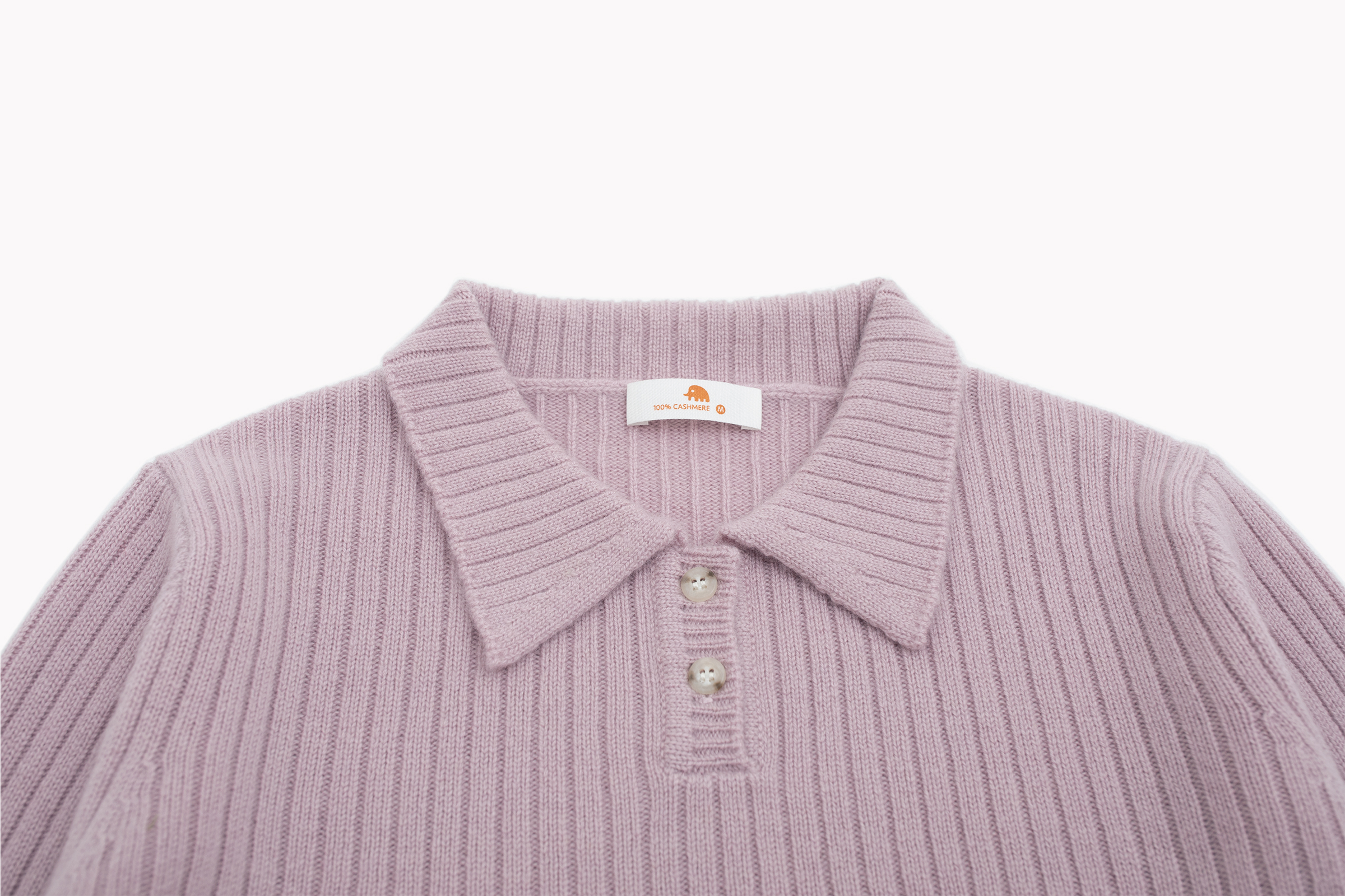 小金象 山羊绒100% - 植物染色羊绒 女7针中厚修身收腰坑条Polo领