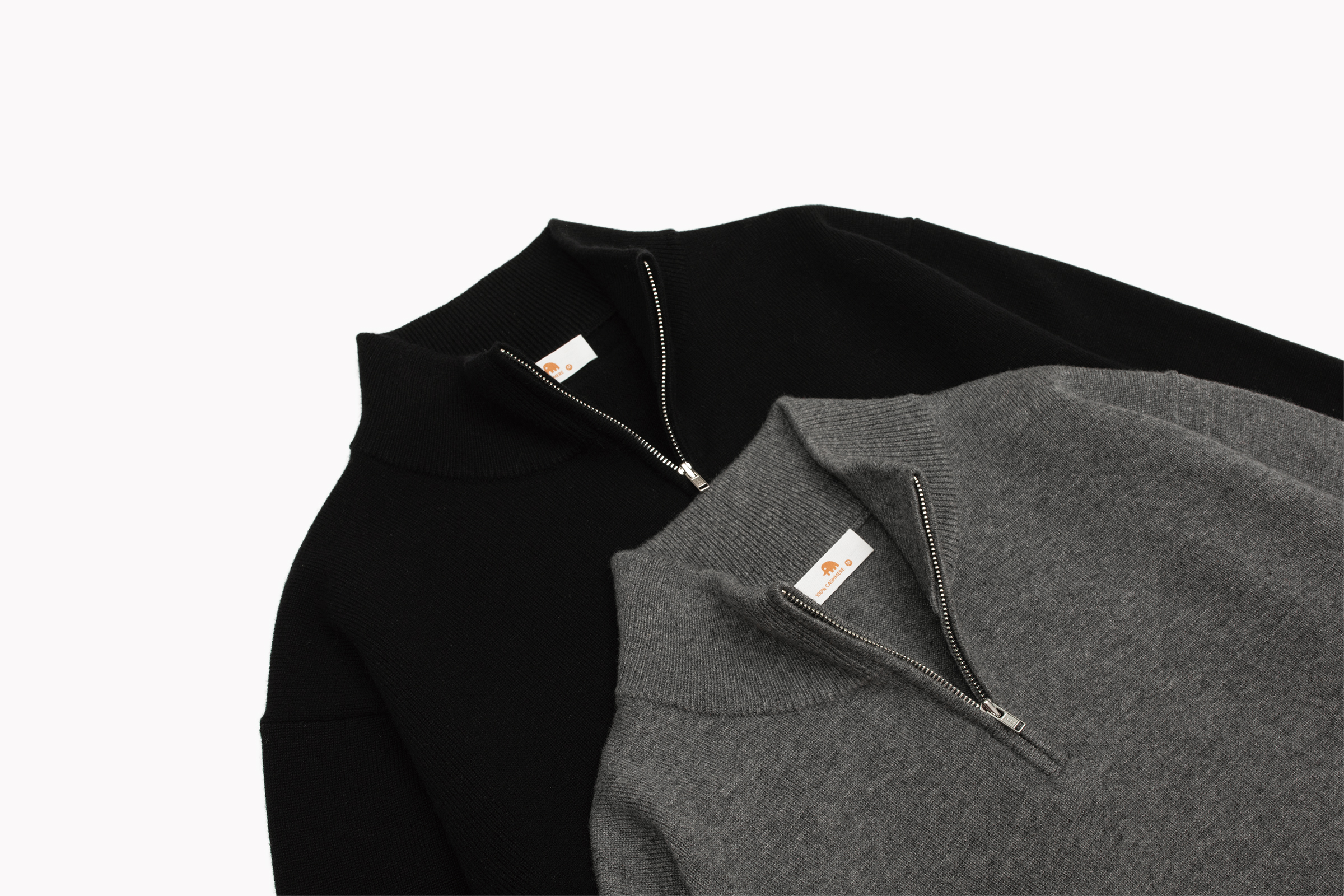 小金象 山羊绒100% 男2/36支加密中厚半高拉链竖领针织保暖套头衫