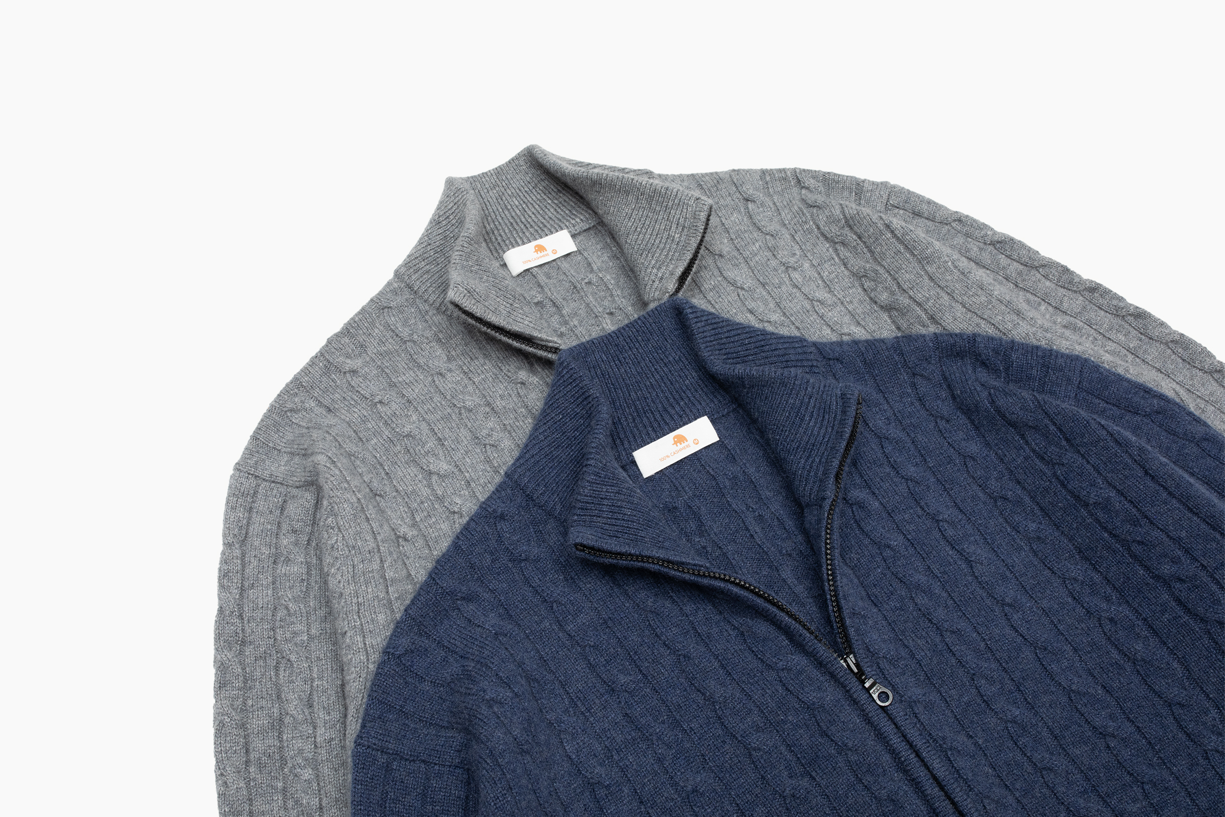 小金象 山羊绒100% 男秋冬9针加密经典麻花半高竖领拉链开衫外套