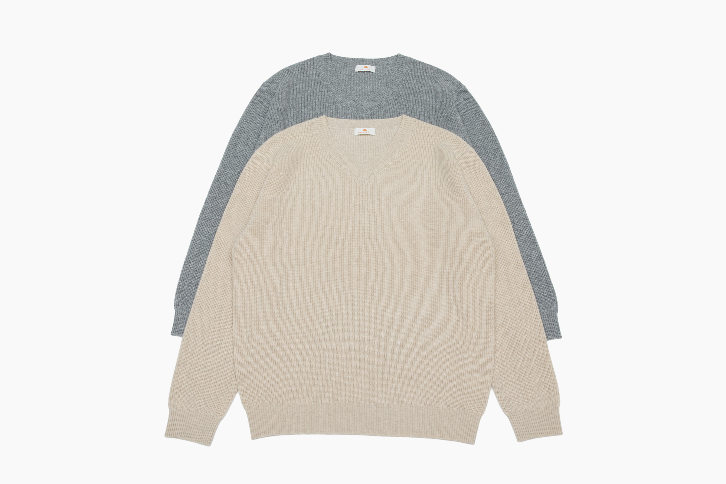 小金象 山羊绒100% 松弛亲和 男中厚元宝针小V领宽松长袖套头衫