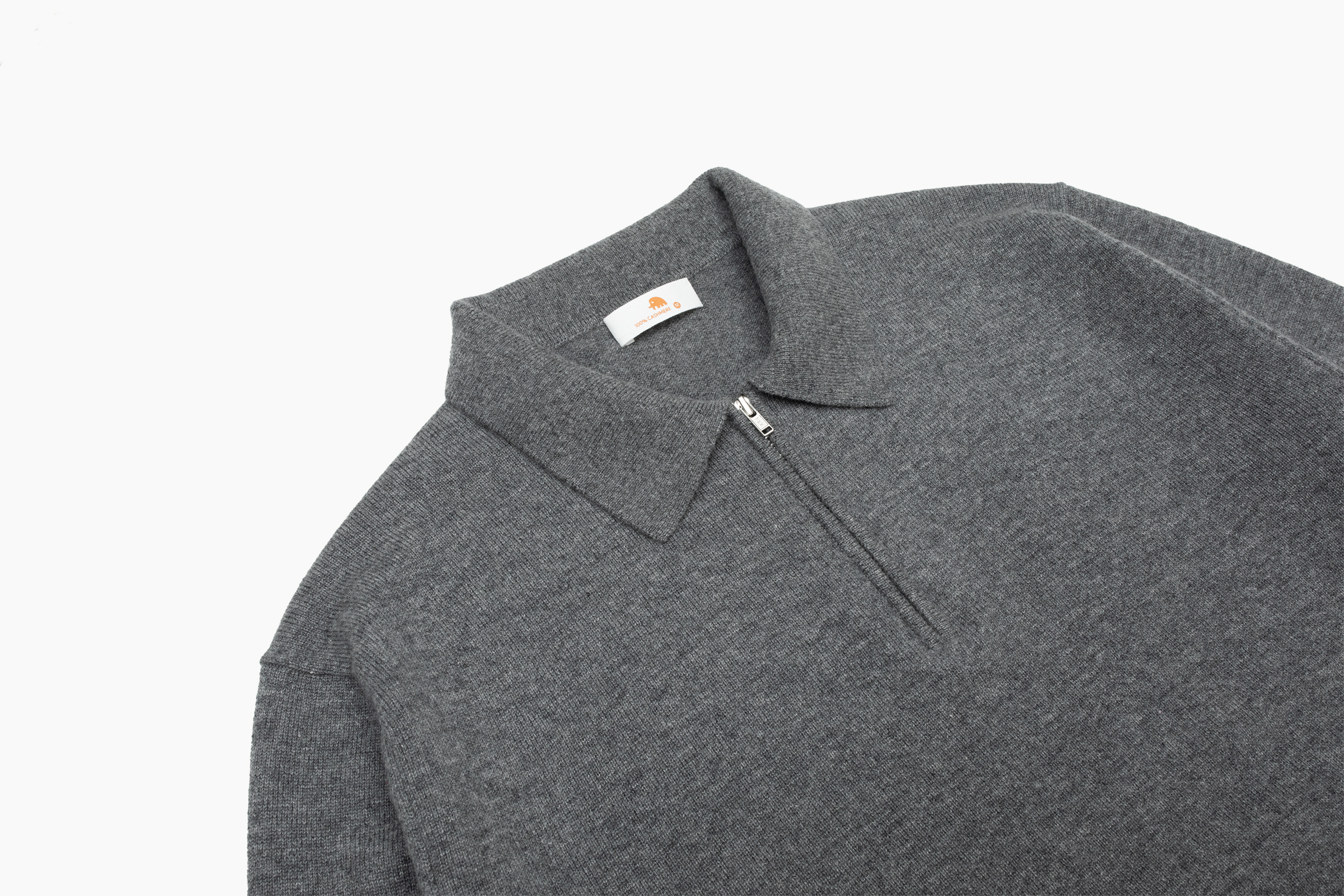 小金象 山羊绒100% 男2/36支加密中厚半开拉链Polo翻领长袖套头衫