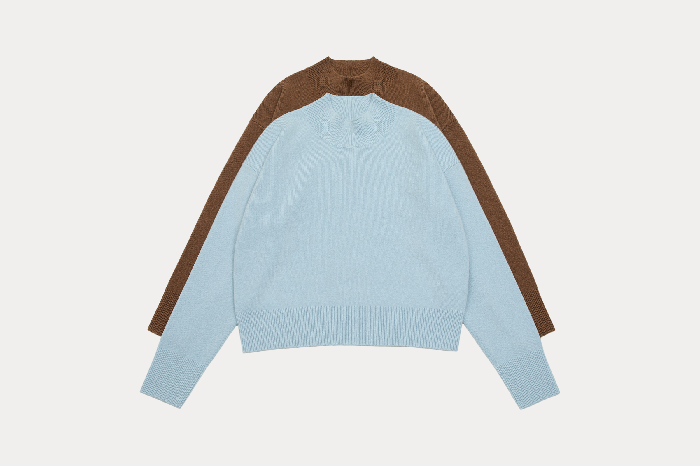 女12针2股26支1根半高领四平落肩袖套头衫