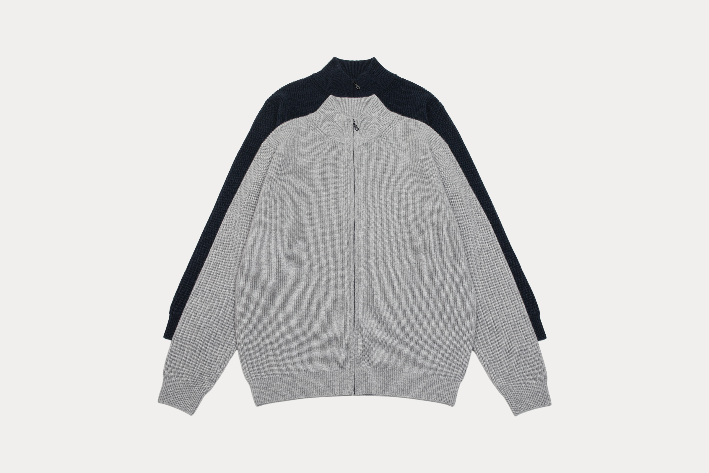 小金象 山羊绒100%男秋冬9针加密厚实单元宝半高竖领拉链长袖开衫