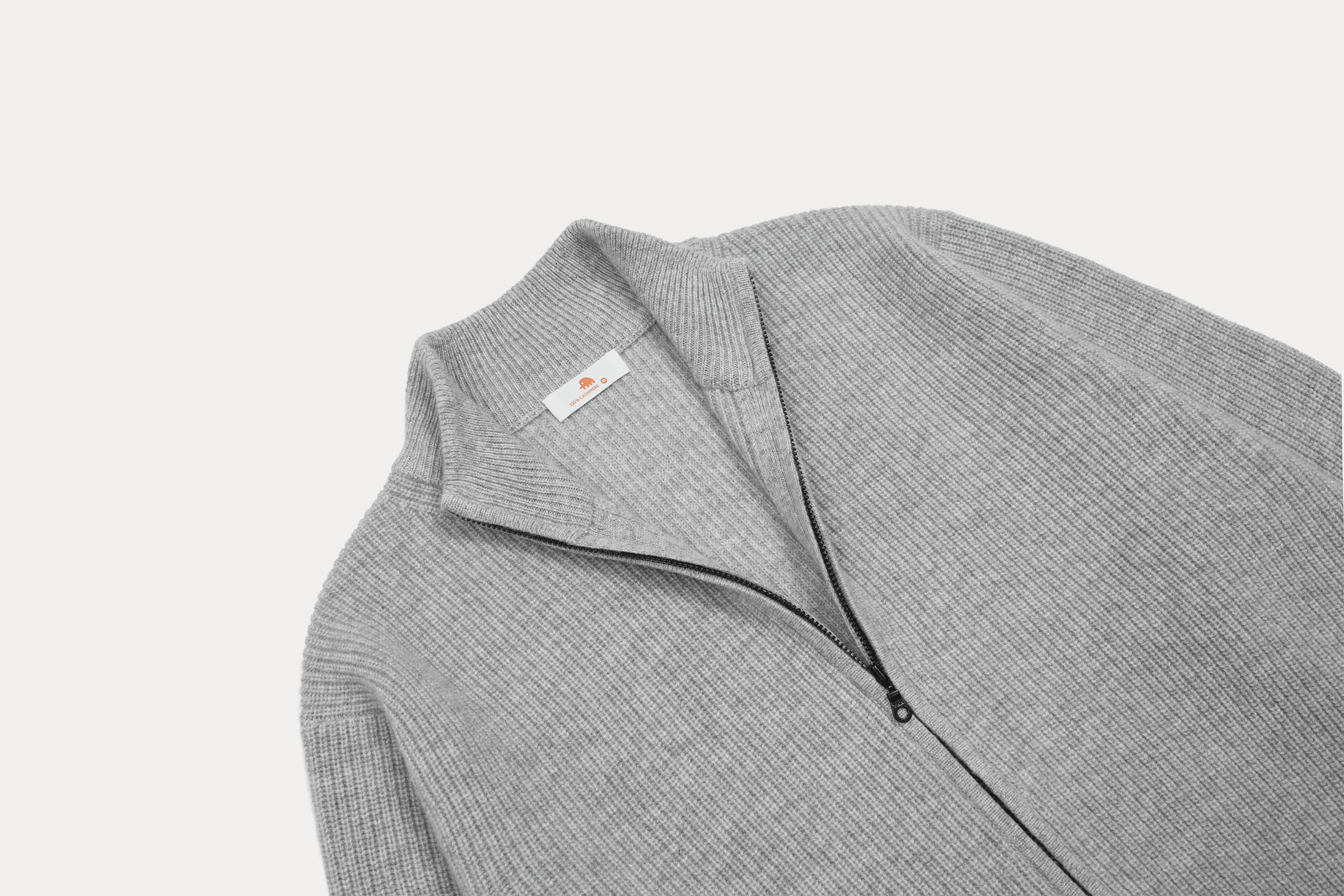 小金象 山羊绒100%男秋冬9针加密厚实单元宝半高竖领拉链长袖开衫